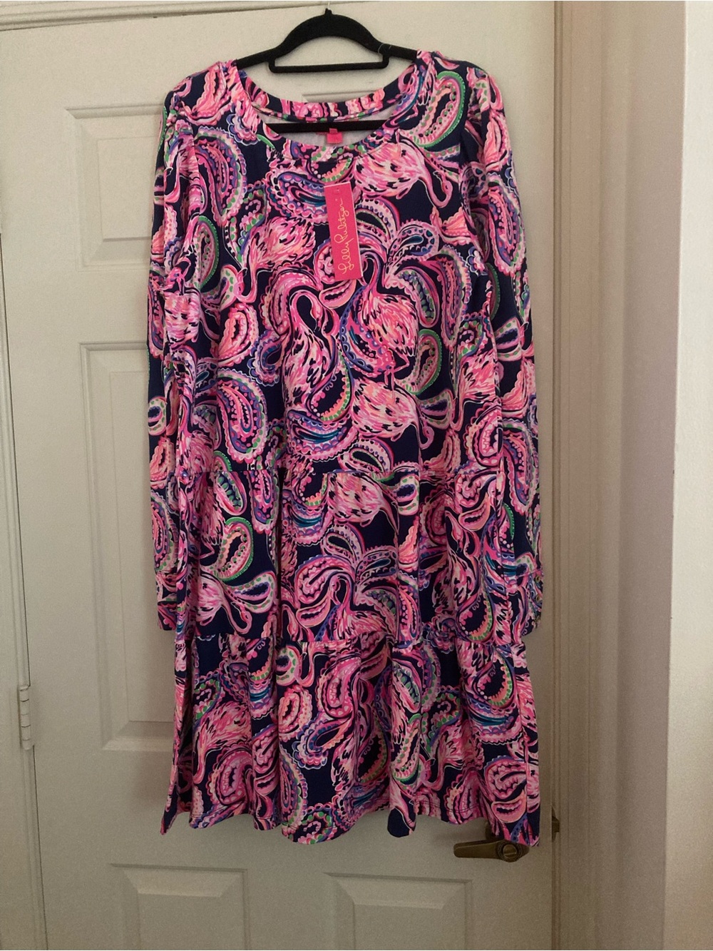 NWT Lilly Pulitzer Pink Paisley Long-Sleeve Swing Dress